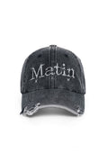 MATIN KIM distressed charcoal cotton denim baseball cap