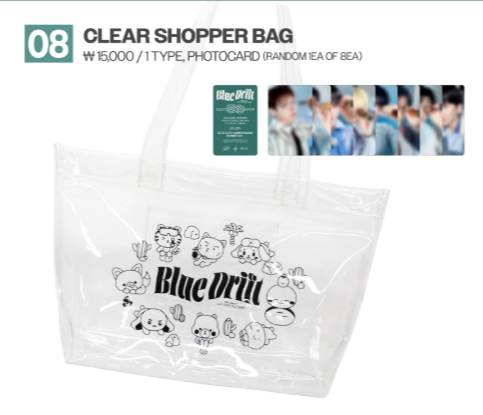 Clear Blue Drift PVC shopper bag with random photocard