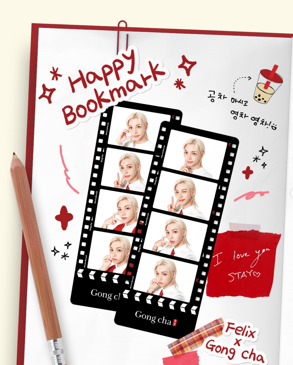 Stray Kids Felix x Gong Cha Happy Bookmark printed bookmark