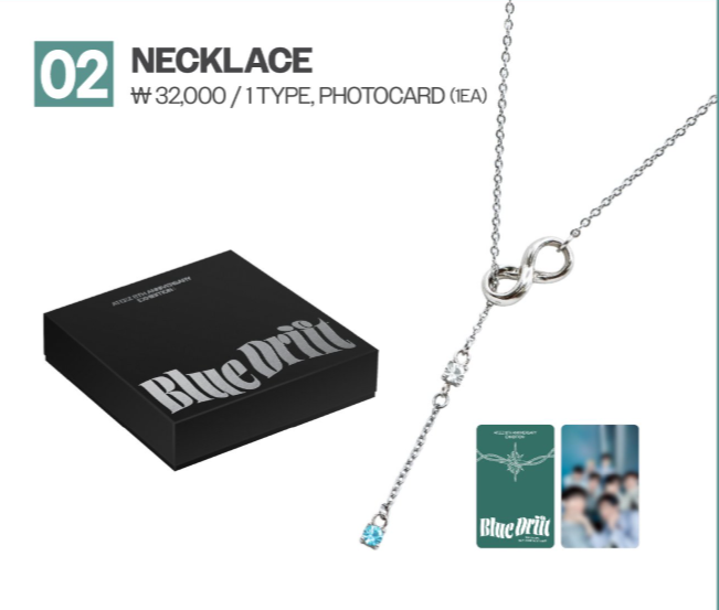 Silver-plated BlueBill necklace with included photocard